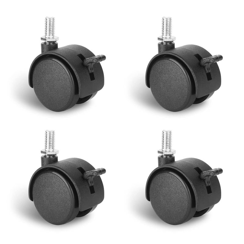 Dalyndar 4 Pack 1.5 Inch Swivel Stem Caster Wheels Replacement Casters 1.5'' Furniture Wheel with Locking Brake Metric Threaded Stem M8 Wheels for Table Drawer Plant Shelf Metal Rack Laundry Basket - Image 1